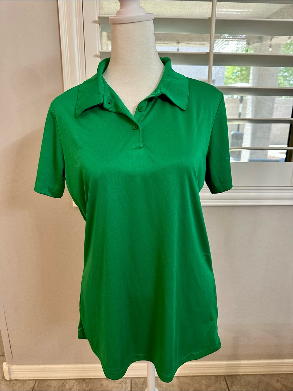 Green Short-Sleeve Polo Top